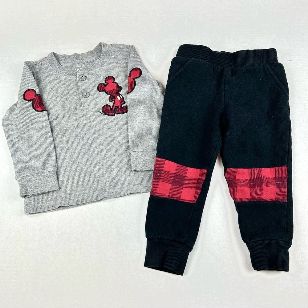 Mickey Mouse Disney 2 Piece Waffle Knit Top and Jogger Pant Set